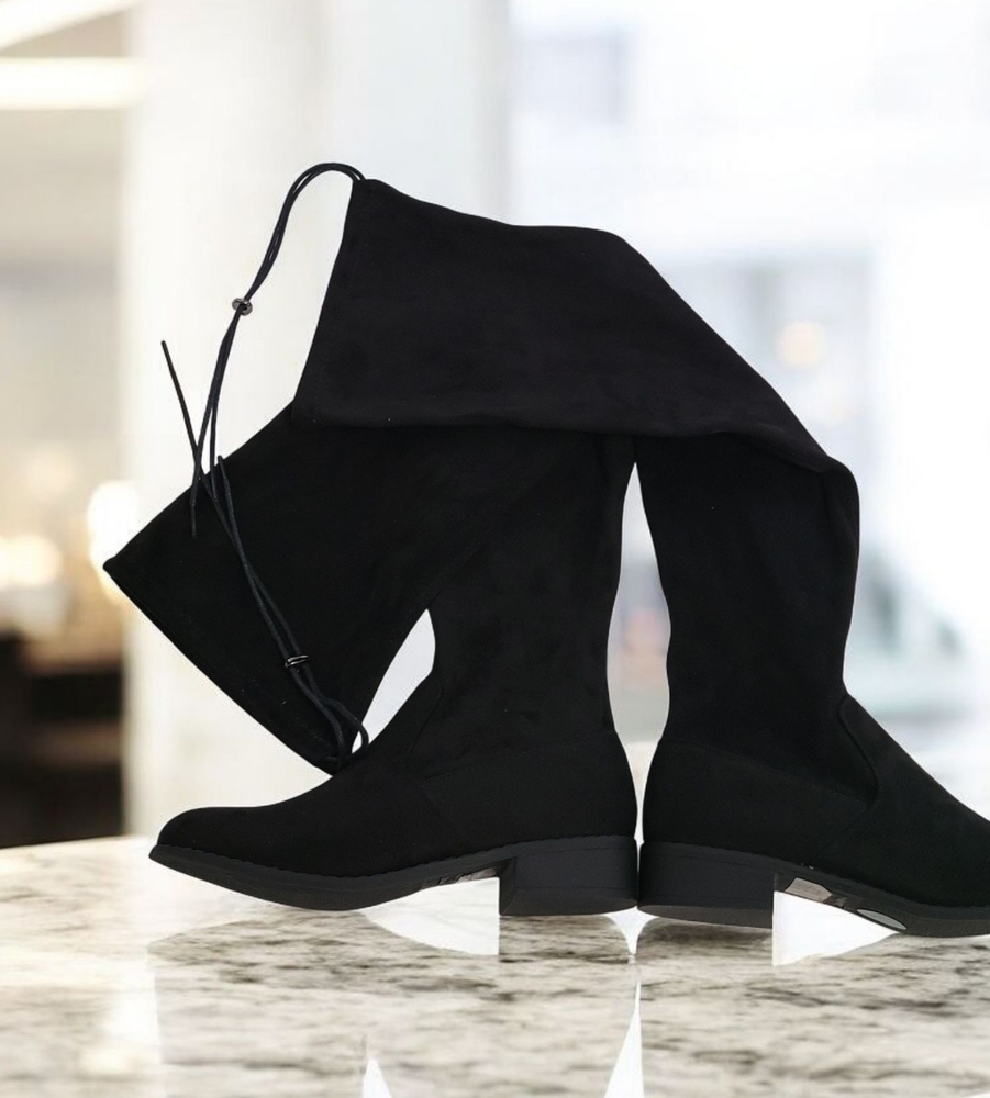 "Nature Breeze Black Over the Knee Boots"